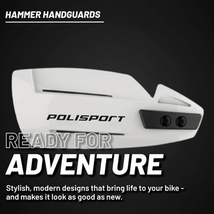Polisport Hammer Handguards for Motocross Motorcycles-MX Replica Plastic Hand Guards - Durable, Flexible, Easy to Install,  Supermoto, Motard, Dirt Bikes & Off-Road Protection- White