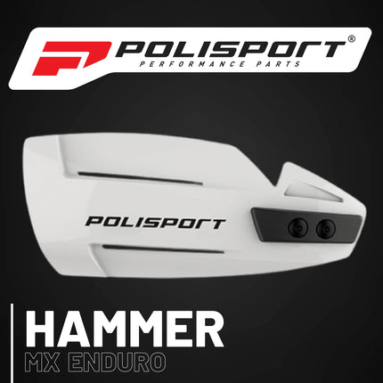 Polisport Hammer Handguards for Motocross Motorcycles-MX Replica Plastic Hand Guards - Durable, Flexible, Easy to Install,  Supermoto, Motard, Dirt Bikes & Off-Road Protection- White