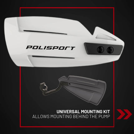 Polisport Hammer Handguards for Motocross Motorcycles-MX Replica Plastic Hand Guards - Durable, Flexible, Easy to Install,  Supermoto, Motard, Dirt Bikes & Off-Road Protection- White