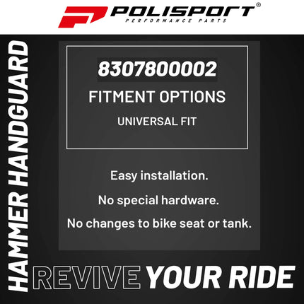Polisport Hammer Handguards for Motocross Motorcycles-MX Replica Plastic Hand Guards - Durable, Flexible, Easy to Install,  Supermoto, Motard, Dirt Bikes & Off-Road Protection- Black