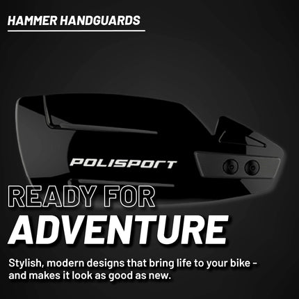 Polisport Hammer Handguards for Motocross Motorcycles-MX Replica Plastic Hand Guards - Durable, Flexible, Easy to Install,  Supermoto, Motard, Dirt Bikes & Off-Road Protection- Black