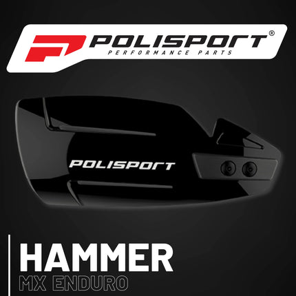 Polisport Hammer Handguards for Motocross Motorcycles-MX Replica Plastic Hand Guards - Durable, Flexible, Easy to Install,  Supermoto, Motard, Dirt Bikes & Off-Road Protection- Black
