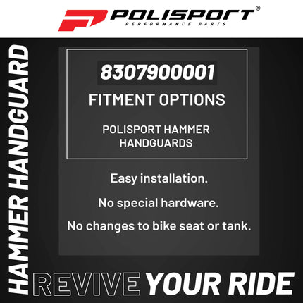 Polisport Hammer Handguard Universal Mounting Kit For Motocross MX Motorcycles - Superior Protection and Durability, Easy to Install, Precise Fit - Black