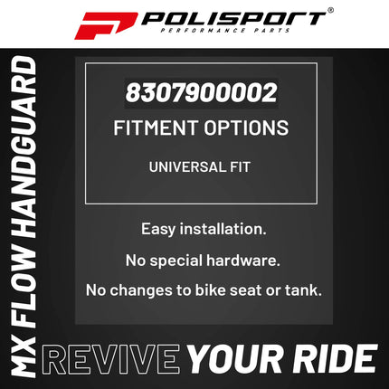 Polisport MX Flow Handguard Universal Mounting Kit For Motocross MX Motorcycles - Superior Protection and Durability, Easy to Install, Precise Fit - Black
