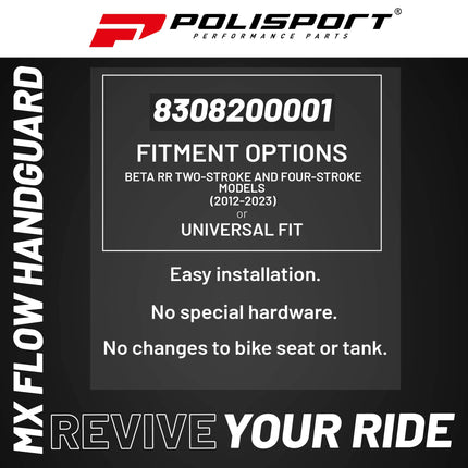 Polisport MX Flow Handguard for Motocross Motorcycles-for Beta RR (2012-23) - Durable, Flexible, Easy to Install,  Supermoto, Motard, Dirt Bikes & Off-Road Protection- Black/White