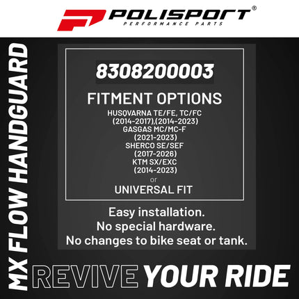 Polisport MX Flow Handguard for Motocross Motorcycles-for Husqvarna TE/FE(14-17), TC/FC(14-23), GasGas MC/MCF 21(21-23), Sherco SE/SEF(17-26), KTM SX/EXC(14-23) Dirt Bikes - Orange/White