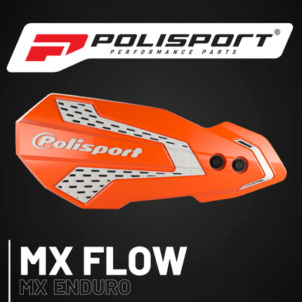 Polisport MX Flow Handguard for Motocross Motorcycles-for Husqvarna TE/FE(14-17), TC/FC(14-23), GasGas MC/MCF 21(21-23), Sherco SE/SEF(17-26), KTM SX/EXC(14-23) Dirt Bikes - Orange/White