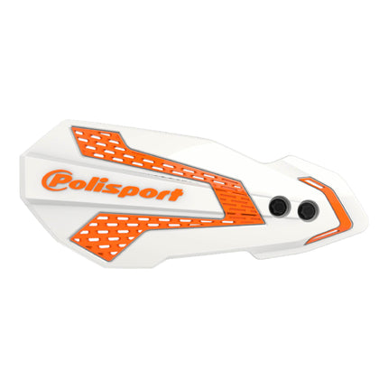 Polisport MX Flow Handguard for Motocross Motorcycles-for Husqvarna TE/FE(14-17), TC/FC(14-23), GasGas MC/MCF 21(21-23), Sherco SE/SEF(17-26), KTM SX/EXC(14-23) Dirt Bikes - White/Orange