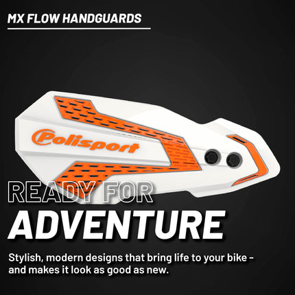Polisport MX Flow Handguard for Motocross Motorcycles-for Husqvarna TE/FE(14-17), TC/FC(14-23), GasGas MC/MCF 21(21-23), Sherco SE/SEF(17-26), KTM SX/EXC(14-23) Dirt Bikes - White/Orange