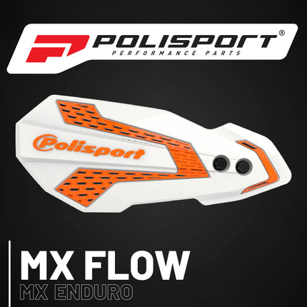Polisport MX Flow Handguard for Motocross Motorcycles-for Husqvarna TE/FE(14-17), TC/FC(14-23), GasGas MC/MCF 21(21-23), Sherco SE/SEF(17-26), KTM SX/EXC(14-23) Dirt Bikes - White/Orange