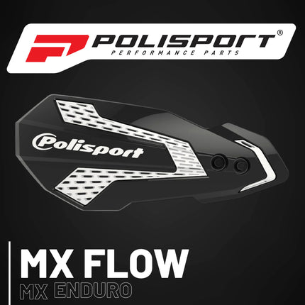 Polisport MX Flow Handguard for Motocross Motorcycles-for Husqvarna TE/FE(14-17), TC/FC(14-23), GasGas MC/MCF 21(21-23), Sherco SE/SEF(17-26), KTM SX/EXC(14-23) Dirt Bikes - Black/White