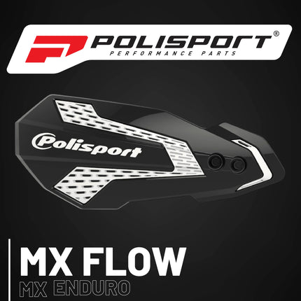 Polisport MX Flow Handguard for Motocross Motorcycles-for Suzuki RMZ250/450 (04-23), Yamaha YZF/YZ (2004-07), Kawasaki KX125/250/250F/450F (2007-23) Dirt Bikes - Black/White