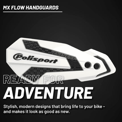 Polisport MX Flow Handguard for Motocross Motorcycles-for Suzuki RMZ250/450 (04-23), Yamaha YZF/YZ (2004-07), Kawasaki KX125/250/250F/450F (2007-23) Dirt Bikes - White/Black