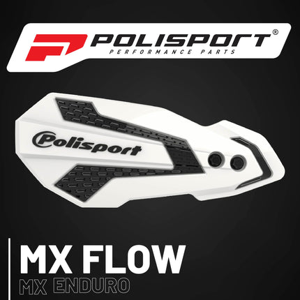 Polisport MX Flow Handguard for Motocross Motorcycles-for Suzuki RMZ250/450 (04-23), Yamaha YZF/YZ (2004-07), Kawasaki KX125/250/250F/450F (2007-23) Dirt Bikes - White/Black