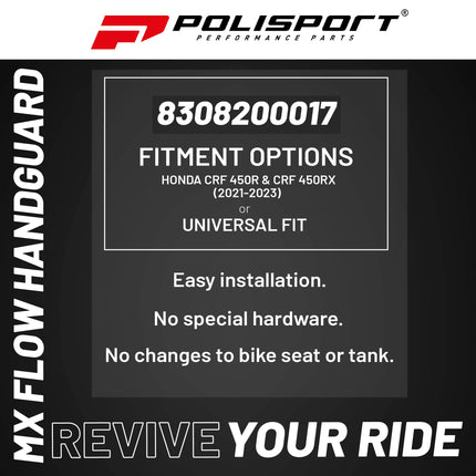 Polisport MX Flow Handguard for Motocross Motorcycles-for Honda CRF 450R/RX (2021-23) - Durable, Flexible, Easy to Install,  Supermoto, Motard, Dirt Bikes & Off-Road Protection- Black/White