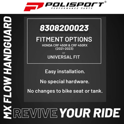 Polisport MX Flow Handguard for Motocross Motorcycles-for Honda CRF 450R/RX (2021-23) - Durable, Flexible, Easy to Install,  Supermoto, Motard, Dirt Bikes & Off-Road Protection- Red/Black