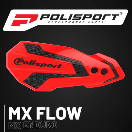 Polisport MX Flow Handguard for Motocross Motorcycles-for Honda CRF 450R/RX (2021-23) - Durable, Flexible, Easy to Install,  Supermoto, Motard, Dirt Bikes & Off-Road Protection- Red/Black