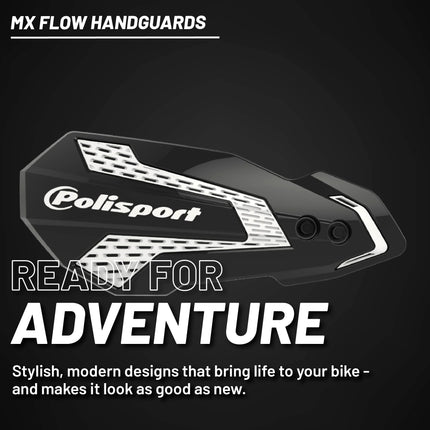 Polisport MX Flow Handguard for Motocross Motorcycles-for Rieju MR250/MR300 (2021-26) - Durable, Flexible, Easy to Install,  Supermoto, Motard, Dirt Bikes & Off-Road Protection- Black/White