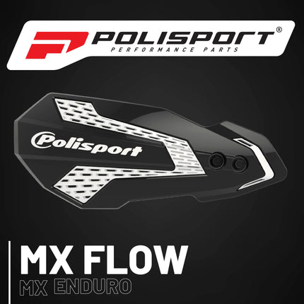 Polisport MX Flow Handguard for Motocross Motorcycles-for Rieju MR250/MR300 (2021-26) - Durable, Flexible, Easy to Install,  Supermoto, Motard, Dirt Bikes & Off-Road Protection- Black/White