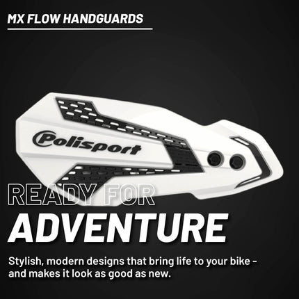 Polisport MX Flow Handguard for Motocross Motorcycles-for Rieju MR250/MR300 (2021-26) - Durable, Flexible, Easy to Install,  Supermoto, Motard, Dirt Bikes & Off-Road Protection- White/Black