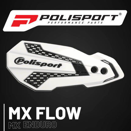 Polisport MX Flow Handguard for Motocross Motorcycles-for Rieju MR250/MR300 (2021-26) - Durable, Flexible, Easy to Install,  Supermoto, Motard, Dirt Bikes & Off-Road Protection- White/Black