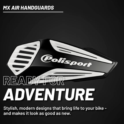 Polisport MX Air Handguard for Motocross Motorcycles-Universal Upper Mounting - Maximum Air Flow, Durable, Flexible, Easy to Install,  Supermoto, Motard, Dirt Bikes & Off-Road Protection- Black/White