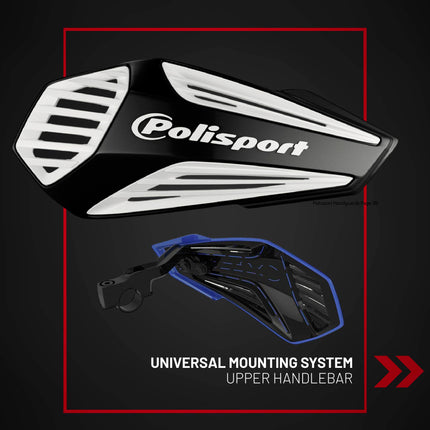 Polisport MX Air Handguard for Motocross Motorcycles-Universal Upper Mounting - Maximum Air Flow, Durable, Flexible, Easy to Install,  Supermoto, Motard, Dirt Bikes & Off-Road Protection- Black/White