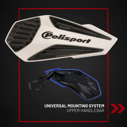 Polisport MX Air Handguard for Motocross Motorcycles-Universal Upper Mounting - Maximum Air Flow, Durable, Flexible, Easy to Install,  Supermoto, Motard, Dirt Bikes & Off-Road Protection- White/Black