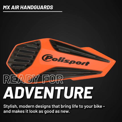 Polisport MX Air Handguard for Motocross Motorcycles-Universal Upper Mounting - Maximum Air Flow, Durable, Flexible, Easy to Install,  Supermoto, Motard, Dirt Bikes & Off-Road Protection- Orange/Black