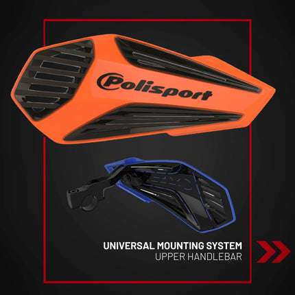 Polisport MX Air Handguard for Motocross Motorcycles-Universal Upper Mounting - Maximum Air Flow, Durable, Flexible, Easy to Install,  Supermoto, Motard, Dirt Bikes & Off-Road Protection- Orange/Black