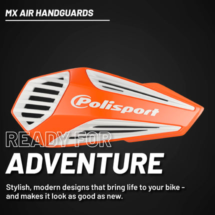 Polisport MX Air Handguard for Motocross Motorcycles-Universal Upper Mounting - Maximum Air Flow, Durable, Flexible, Easy to Install,  Supermoto, Motard, Dirt Bikes & Off-Road Protection- Orange/White