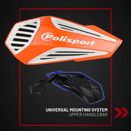 Polisport MX Air Handguard for Motocross Motorcycles-Universal Upper Mounting - Maximum Air Flow, Durable, Flexible, Easy to Install,  Supermoto, Motard, Dirt Bikes & Off-Road Protection- Orange/White
