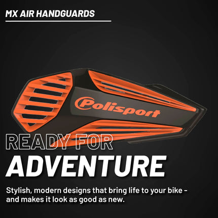 Polisport MX Air Handguard for Motocross Motorcycles-Universal Upper Mounting - Maximum Air Flow, Durable, Flexible, Easy to Install,  Supermoto, Motard, Dirt Bikes & Off-Road Protection- Black/Orange