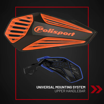 Polisport MX Air Handguard for Motocross Motorcycles-Universal Upper Mounting - Maximum Air Flow, Durable, Flexible, Easy to Install,  Supermoto, Motard, Dirt Bikes & Off-Road Protection- Black/Orange