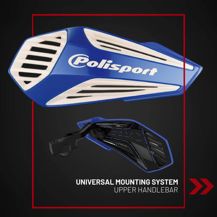 Polisport MX Air Handguard for Motocross Motorcycles-Universal Upper Mounting - Maximum Air Flow, Durable, Flexible, Easy to Install,  Supermoto, Motard, Dirt Bikes & Off-Road Protection- Blue/White