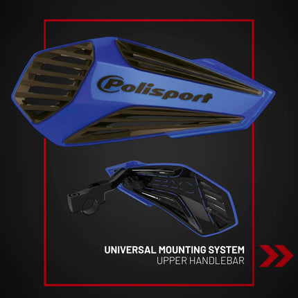 Polisport MX Air Handguard for Motocross Motorcycles-Universal Upper Mounting - Maximum Air Flow, Durable, Flexible, Easy to Install,  Supermoto, Motard, Dirt Bikes & Off-Road Protection- Blue/Black