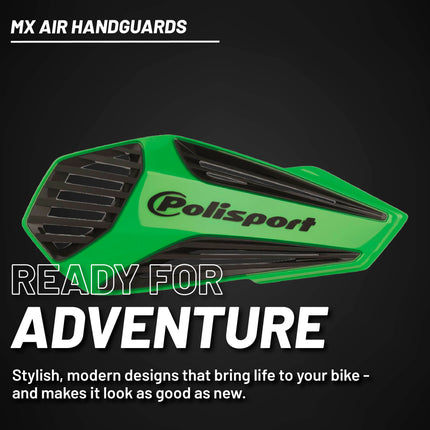 Polisport MX Air Handguard for Motocross Motorcycles-Universal Upper Mounting - Maximum Air Flow, Durable, Flexible, Easy to Install,  Supermoto, Motard, Dirt Bikes & Off-Road Protection- Green/Black