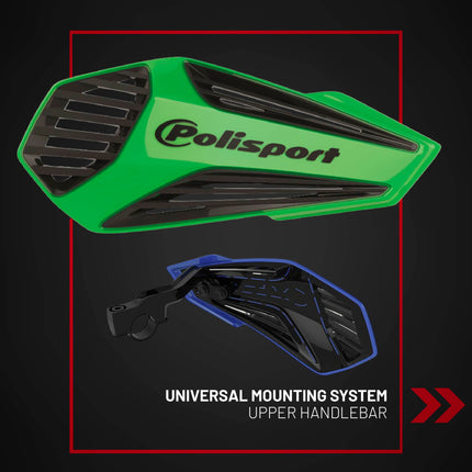 Polisport MX Air Handguard for Motocross Motorcycles-Universal Upper Mounting - Maximum Air Flow, Durable, Flexible, Easy to Install,  Supermoto, Motard, Dirt Bikes & Off-Road Protection- Green/Black