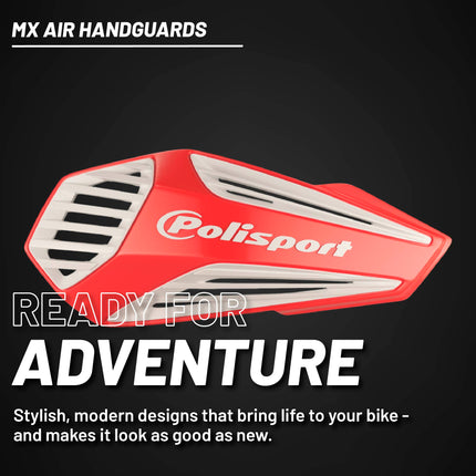 Polisport MX Air Handguard for Motocross Motorcycles-Universal Upper Mounting - Maximum Air Flow, Durable, Flexible, Easy to Install,  Supermoto, Motard, Dirt Bikes & Off-Road Protection- Red/White