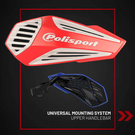 Polisport MX Air Handguard for Motocross Motorcycles-Universal Upper Mounting - Maximum Air Flow, Durable, Flexible, Easy to Install,  Supermoto, Motard, Dirt Bikes & Off-Road Protection- Red/White
