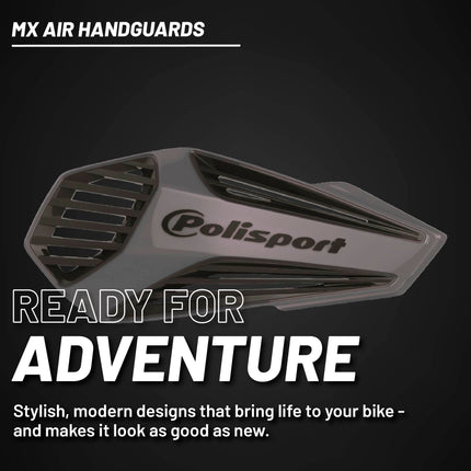 Polisport MX Air Handguard for Motocross Motorcycles-Universal Upper Mounting - Maximum Air Flow, Durable, Flexible, Easy to Install,  Supermoto, Motard, Dirt Bikes & Off-Road Protection- Grey/Black