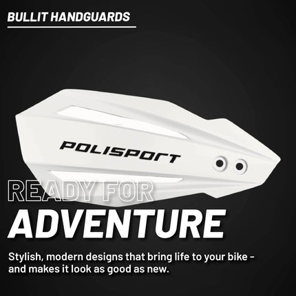 Polisport Bullit Handguard for Motocross Motorcycles-for Beta RR (2012-2025) - 2 Lever Mounting Systems, Durable, Flexible, Easy to Install,  Supermoto, Motard, Dirt Bikes & Off-Road Protection- White