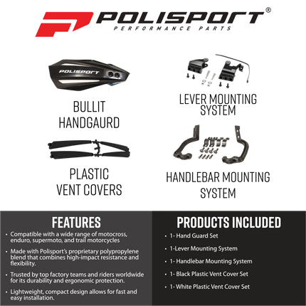 POLISPORT HANDGUARD MX BULLIT KTM(14>) HUSQ(14>) SHERCO(17>) MC/MCF 21