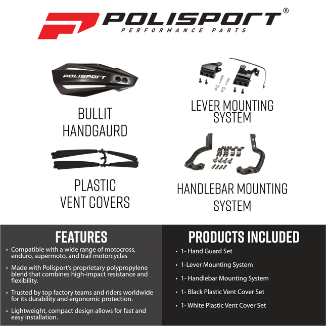 POLISPORT HANDGUARD MX BULLIT KTM(14>) HUSQ(14>) SHERCO(17>) MC/MCF 21