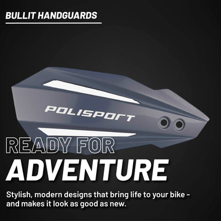 Polisport Bullit Handguard for Motocross - for Suzuki RM 250/Z 250(04-2025); Yamaha YZ/F(04-07); Kawasaki KX 125/250(07-22)/250F/450F(08-18) - 2 Lever Mounting Systems for SM, Motard & Dirt Bikes- Gry