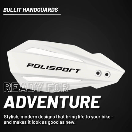 Polisport Bullit Handguard for Motocross Motorcycles-for Yamaha YZ/YZF/WR (2008-25) - 2 Lever Mounting Systems, Durable, Easy to Install,  Supermoto, Motard, Dirt Bikes & Off-Road Protection- White