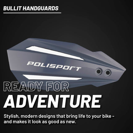 Polisport Bullit Handguard for Motocross Motorcycles-for Yamaha YZ/YZF/WR (2008-25) - 2 Lever Mounting Systems, Easy to Install,  Supermoto, Motard, Dirt Bikes & Off-Road Protection- Nardo Grey