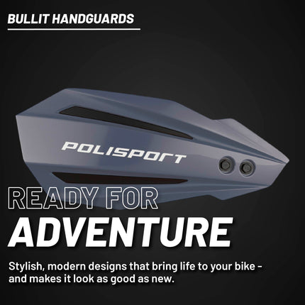 Polisport Bullit Handguard for Motocross Motorcycles-for Honda CRF250R/RX/450R/RX (2021-22) - 2 Lever Mounting Systems, Easy to Install, Supermoto, Motard, Dirt Bikes & Off-Road Protection- Nardo Grey