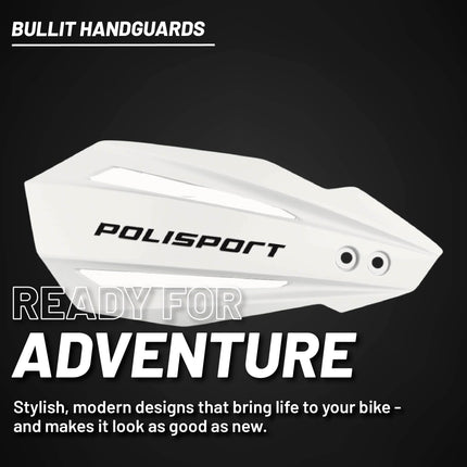 Polisport Bullit Handguard for Motocross Motorcycles-for Kawasaki KX250 (2020-22) - 2 Lever Mounting Systems, Durable, Easy to Install, Supermoto, Motard, Dirt Bikes & Off-Road Protection- White