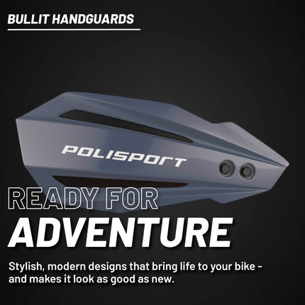 Polisport Bullit Handguard for Motocross Motorcycles-for Kawasaki KX250 (2020-22) - 2 Lever Mounting Systems, Durable, Easy to Install, Supermoto, Motard, Dirt Bikes & Off-Road Protection- Nardo Grey